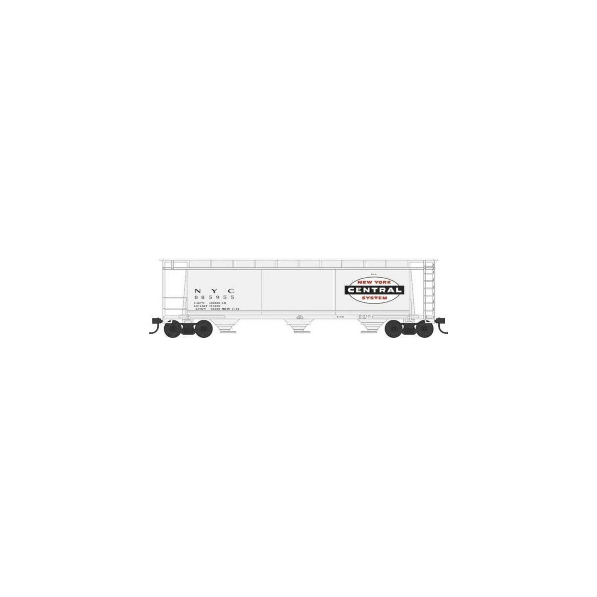 3-Bay Cylindrical Covered Hopper - Ready to Run - Executive Line -- New York Central 885980 (Blt. 2-62, gray, hite, black, red, 