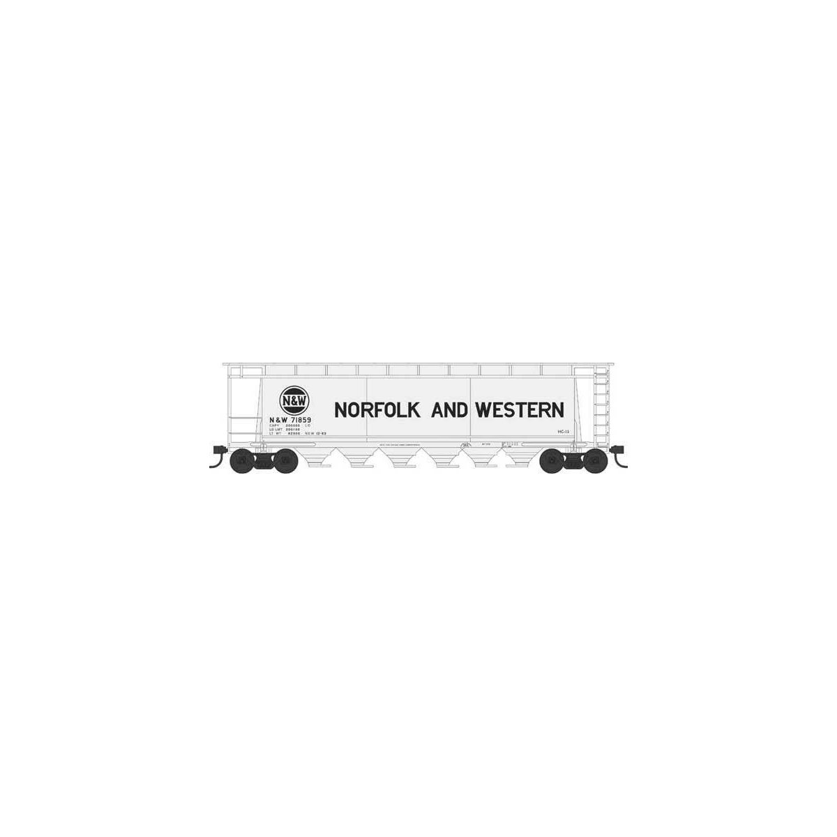 6-Bay Cylindrical Covered Hopper - Ready to Run - Executive Line -- Norfolk & Western 71859 (Blt. 12-63, gray, Hamburger Logo)