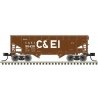 2-Bay Offset-Side Hopper with Flat Ends & Load - Ready to Run - Master(R) -- Chicago & Eastern Illinois 96227 (Boxcar Red, white