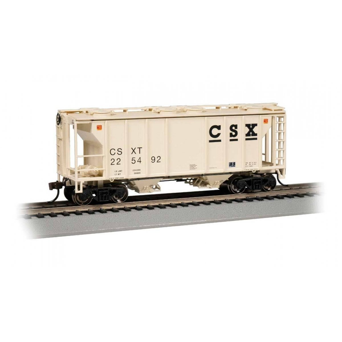 PS-2 2-Bay Covered Hopper - Ready to Run -- CSX 225492 (beige, black)