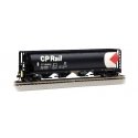 Canadian Cylindrical 4-Bay Grain Hopper, Flashing FRED - Ready to Run -- Canadian Pacific 384553 (black, white, red, Multimark L