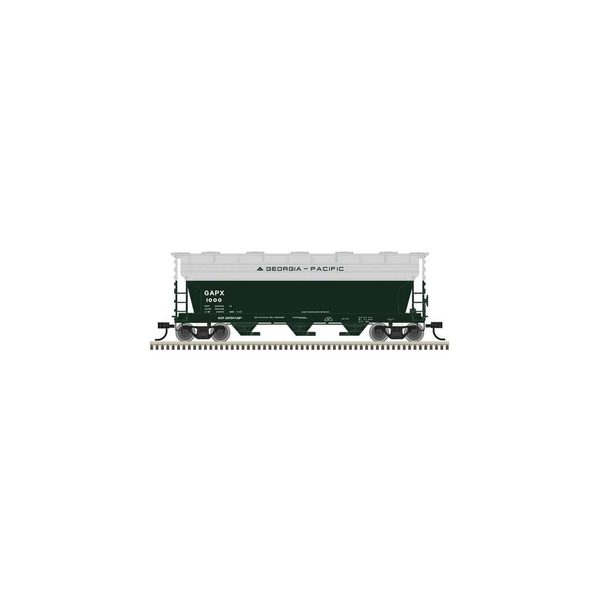 ACF 3560 Center-Flow Covered Hopper - Ready to Run -- Georgia Pacific 1000 (dark green, Gray)
