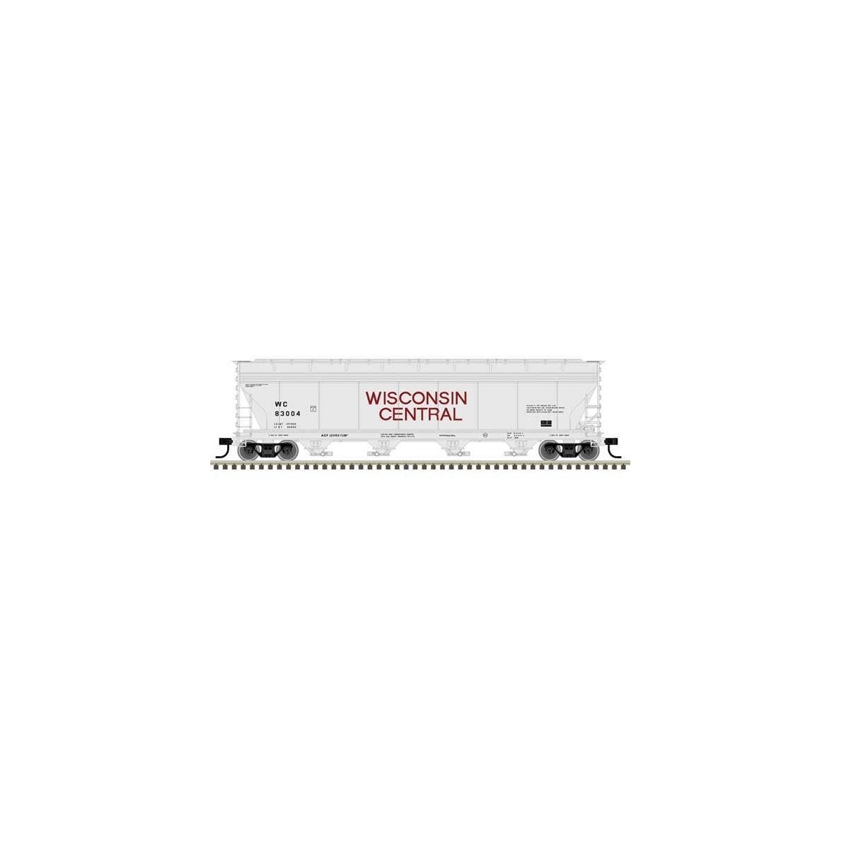 ACF 5250 Centerflow Covered Hopper - Ready to Run - Master(R) Plus -- Wisconsin Central 83027 (gray, maroon)