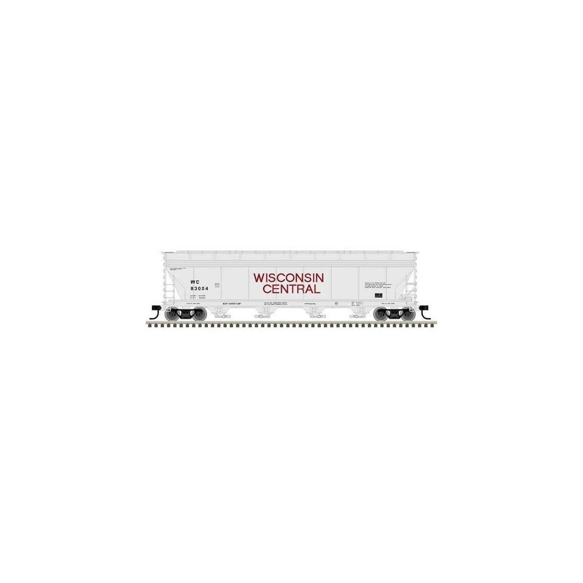 ACF 5250 Centerflow Covered Hopper - Ready to Run - Master(R) Plus -- Wisconsin Central 83054 (gray, maroon)