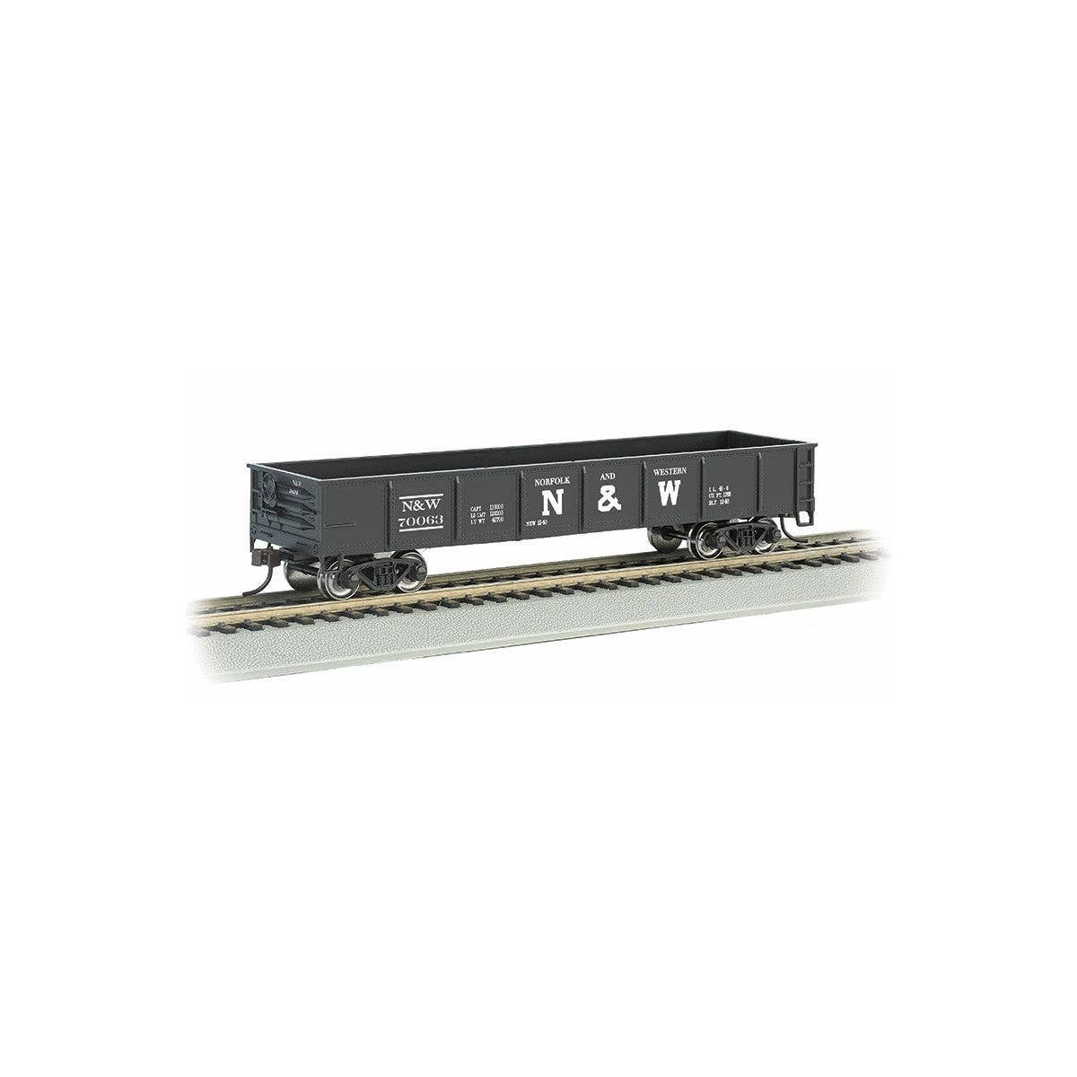 40′ Gondola - Ready to Run - Silver Series(R) -- Norfolk & Western 70063 (black, Block N&W), HO Bachmann Industries 17207