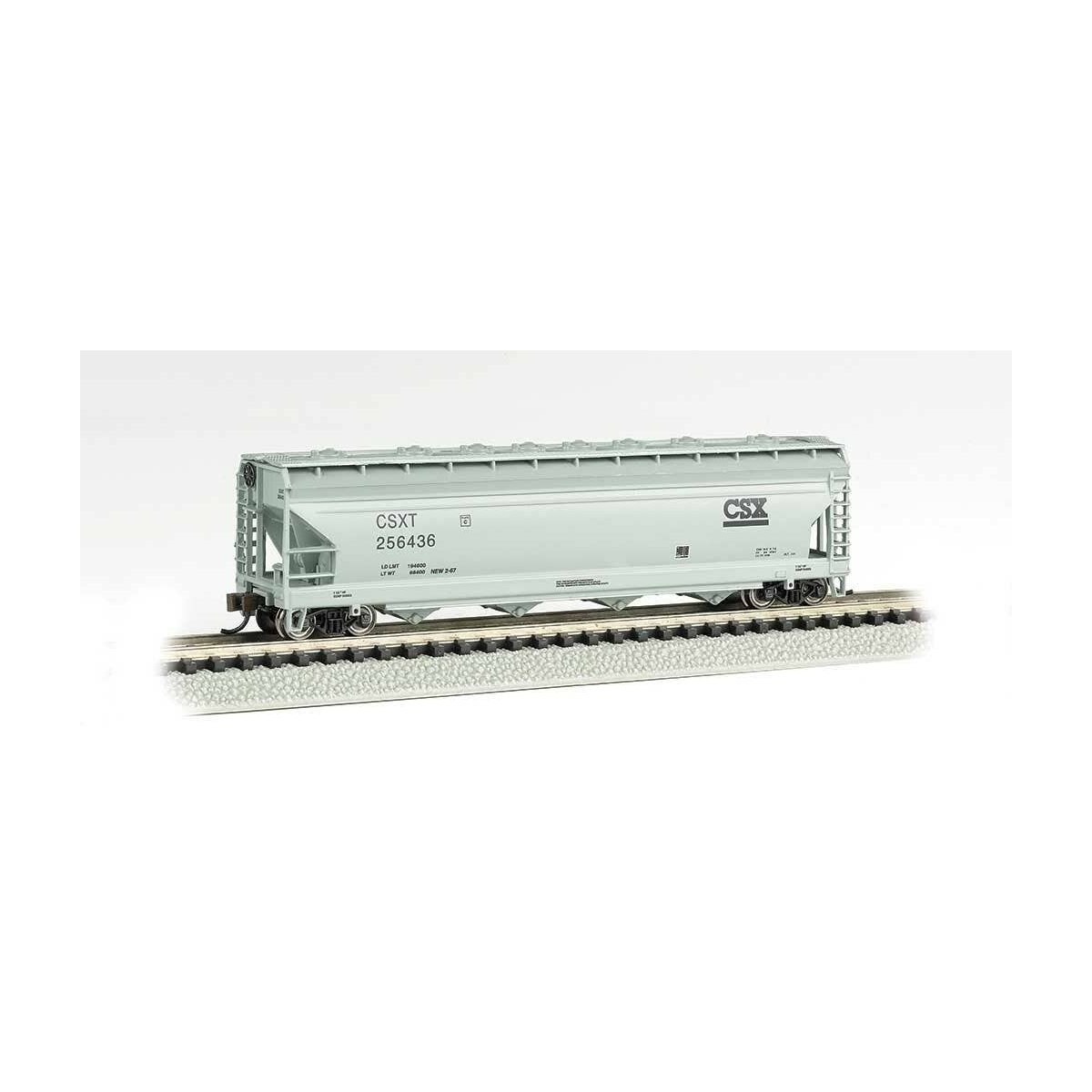 ACF 4-Bay Center-Flow Covered Hopper - Ready to Run -- CSX Transportation 256436, N Bachmann Industries 17557