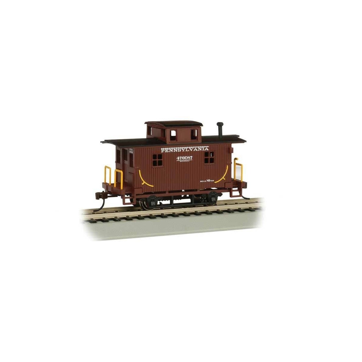 Wood 4-Wheel Bobber Caboose - Ready to Run - Silver Series(R) -- Pennsylvania Railroad 476087 (Tuscan, black), HO Bachmann Indus