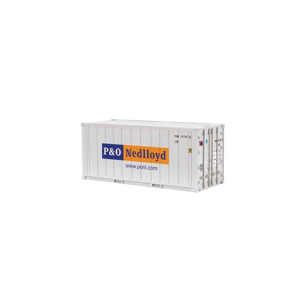 20′ Reefer Container - Assembled -- P&O Nedlloyd (white, orange, blue), O, Atlas O 3002593