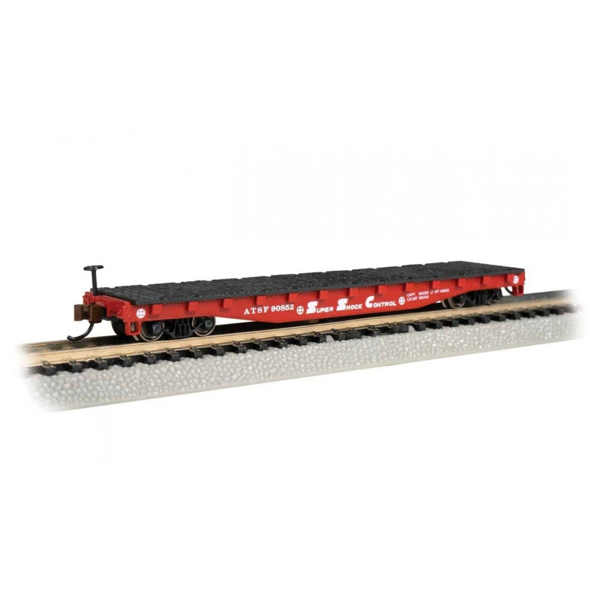 52′ Steel Flatcar - Ready to Run -- Union Pacific 58259 (Boxcar Red), N Bachmann Industries 17354