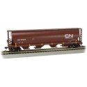 Canadian Cylindrical 4-Bay Grain Hopper - Ready to Run - Silver Series(R) -- Canadian National 377375 (Boxcar Red, CN Noodle), H
