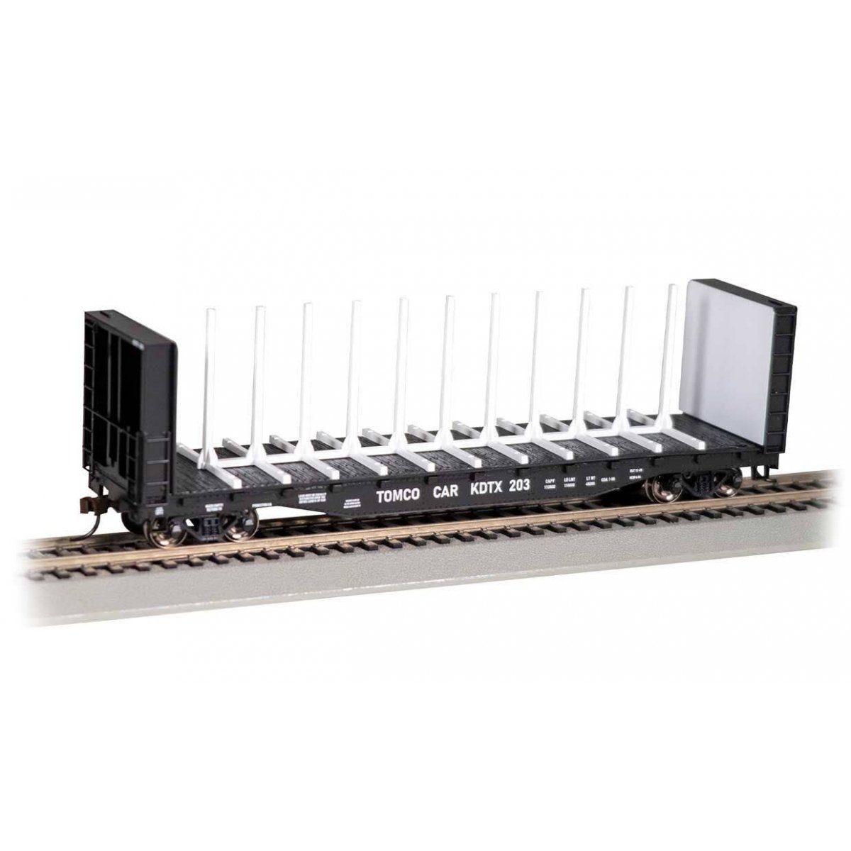 52′ Centerbeam Bulkhead Flatcar - Ready to Run -- Tomco Car 203, HO Bachmann Industries 12908