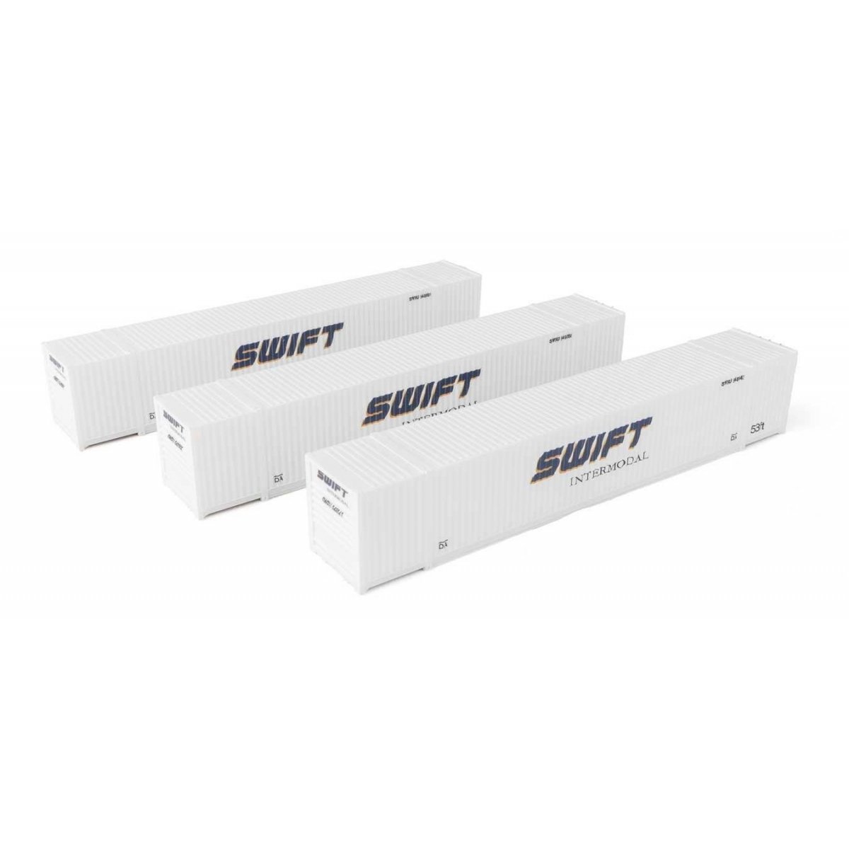 53′ Singamas Corrugated Side Container - 3-Pack -- Swift, HO Walthers SceneMaster 18505