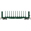52′ Centerbeam Bulkhead Flatcar - Ready to Run -- BC Rail 52423 (green), HO, Bachmann Industries 12901