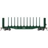 52′ Centerbeam Bulkhead Flatcar - Ready to Run -- BC Rail 52423 (green), HO Bachmann Industries 12901