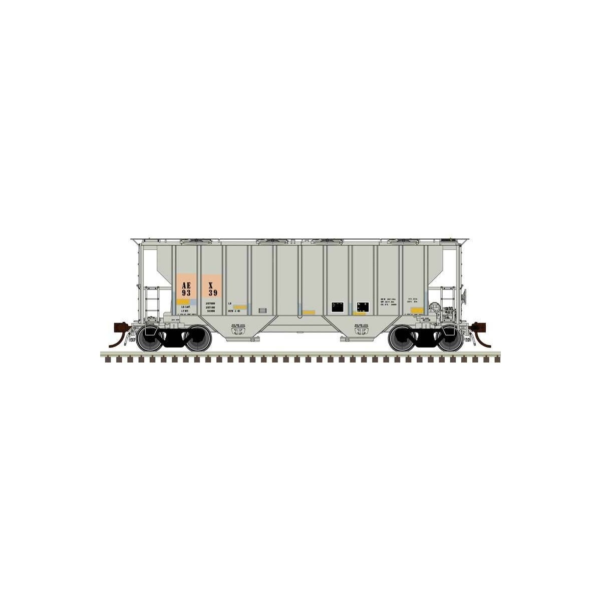 Portec 3000 2-Bay Covered Hopper - Ready to Run - Master(R) Plus -- The Andersons, Inc. AEX 9336 (gray, black), HO Atlas Model R