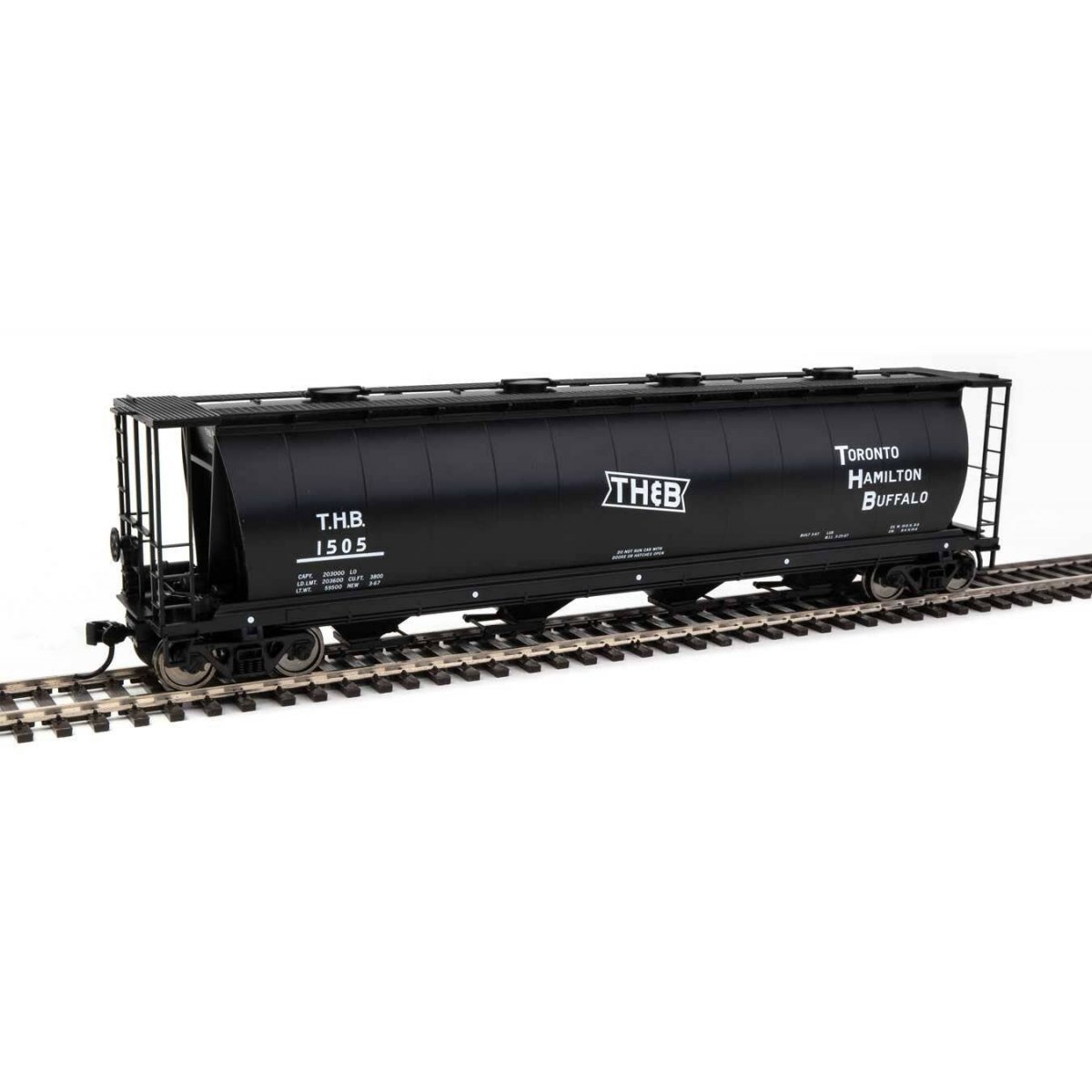 59′ Cylindrical Hopper - Ready to Run -- Toronto, Hamilton & Buffalo 1505 (black, white Bow Tie Logo), HO WalthersMainline 786