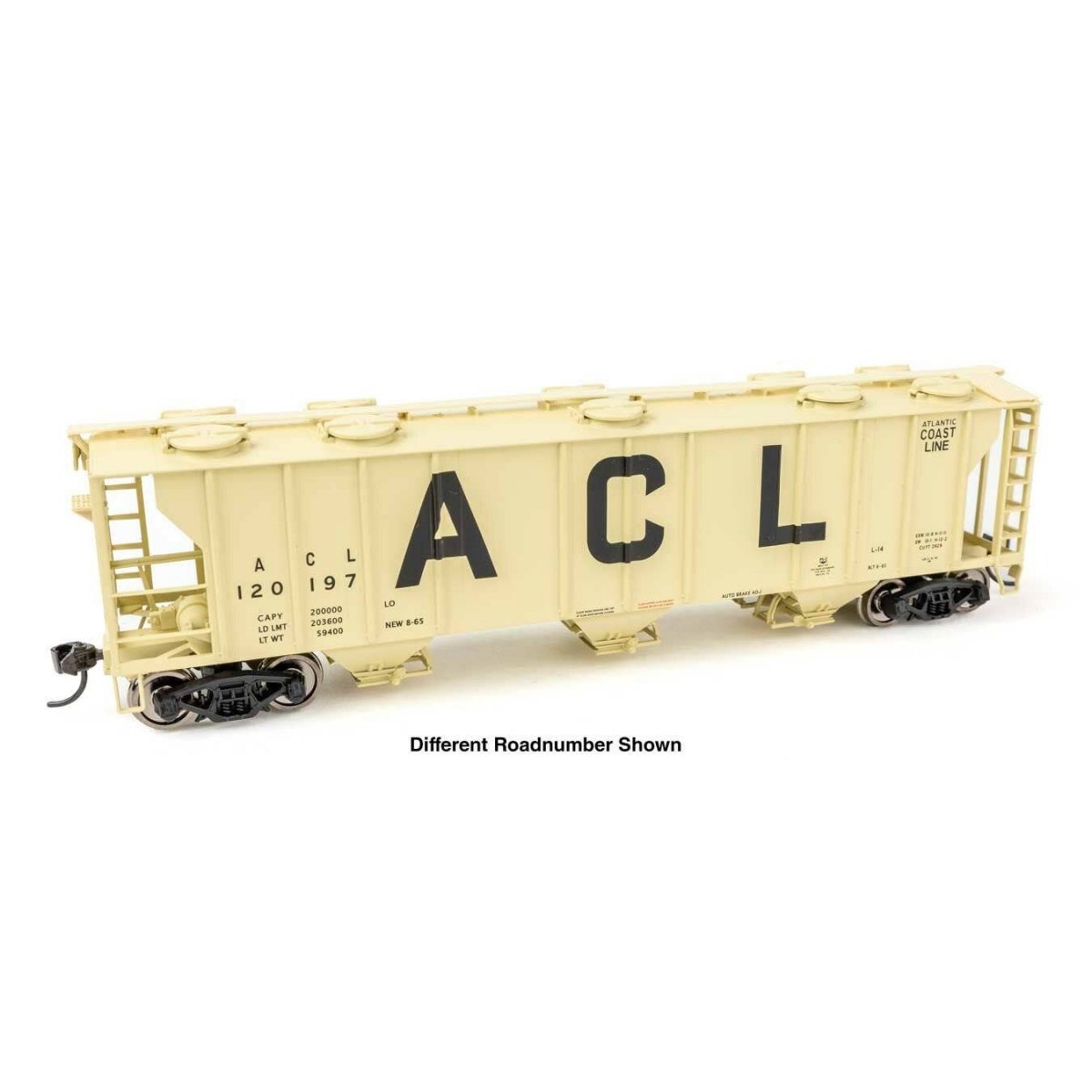 50′ Pullman-Standard PS-2 2893 3-Bay Covered Hopper - Ready to Run -- Atlantic Coast Line 120708, HO WalthersMainline 7040
