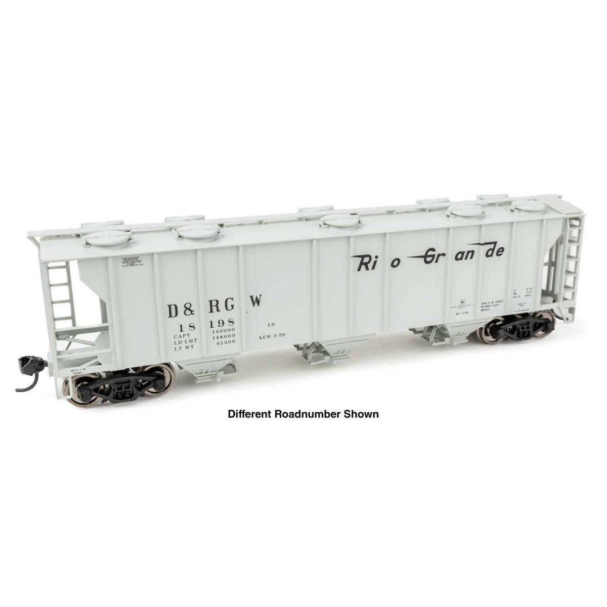 50′ Pullman-Standard PS-2 2893 3-Bay Covered Hopper - Ready to Run -- Denver & Rio Grande Western(TM) 18216, HO WalthersMainli