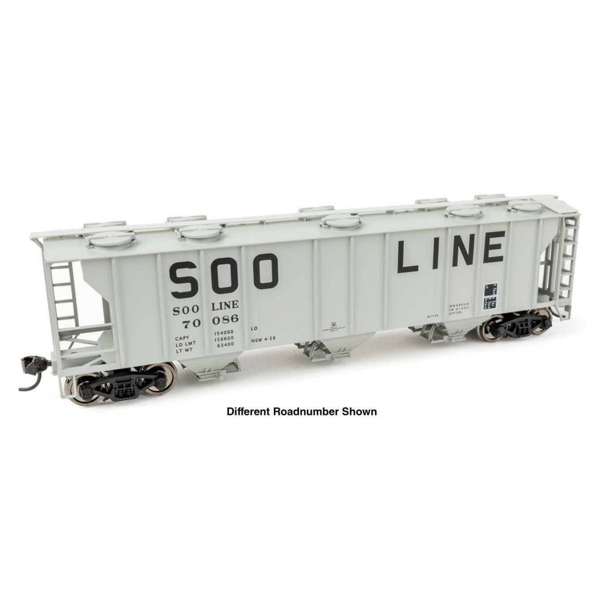 50′ Pullman-Standard PS-2 2893 3-Bay Covered Hopper - Ready to Run -- Soo Line 70099, HO WalthersMainline 7059