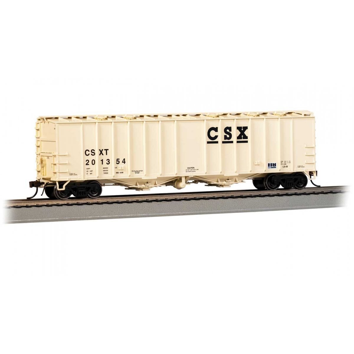 GATX 4180 Airslide Covered Hopper - Ready to Run -- CSX 201354 (pale yellow, black), HO Bachmann Industries 70617