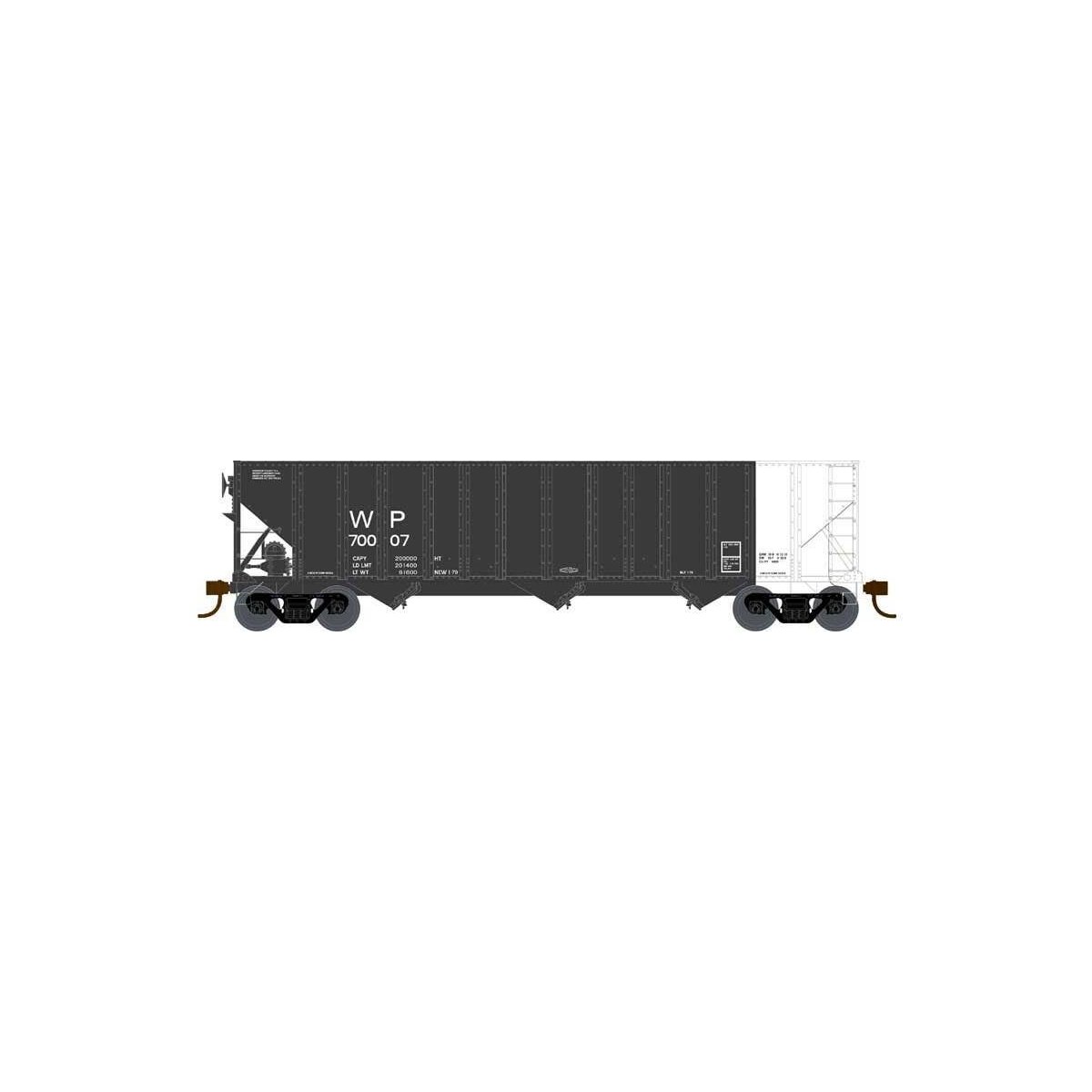 100-Ton 3-Bay Open Hopper - Ready to Run - Executive Line -- Western Pacific 70007 (black, white end), HO Bowser Manufacturing C