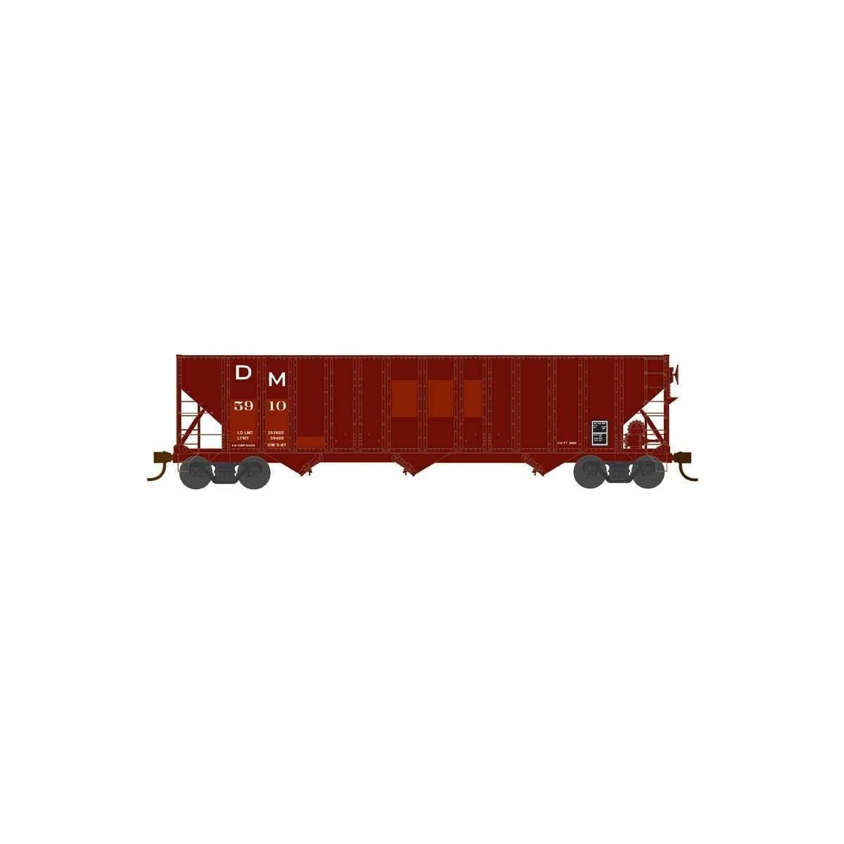 100-Ton 3-Bay Open Hopper - Ready to Run - Executive Line -- Detroit & Mackinac 5910 (Patched, Boxcar Red), HO Bowser Manufactur