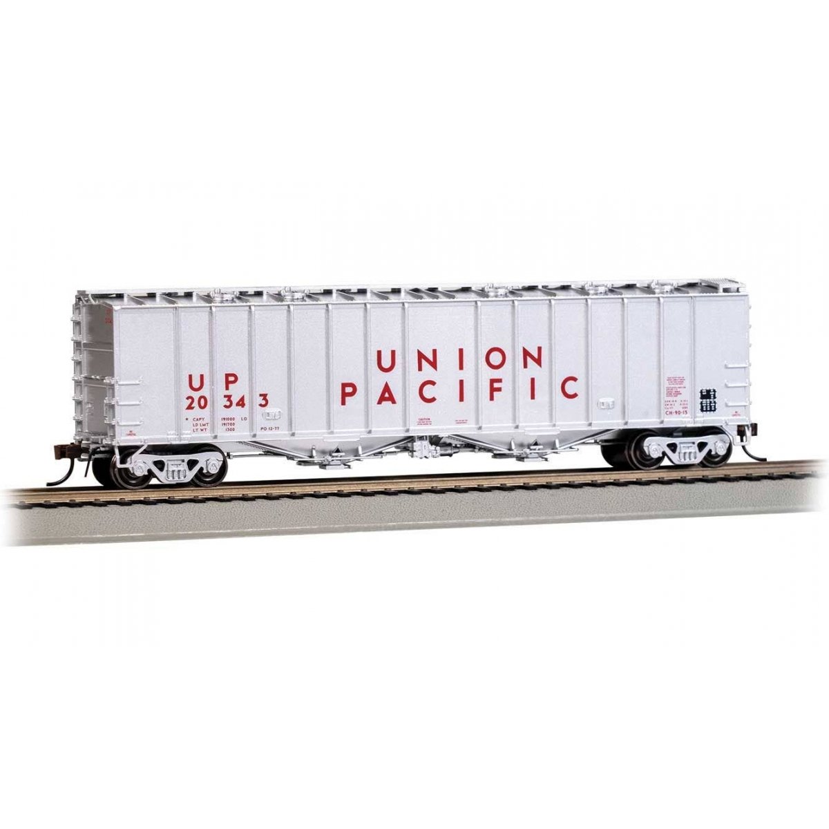 GATX 4180 Airslide Covered Hopper - Ready to Run -- Union Pacific 20343 (silver, red), HO Bachmann Industries 70619