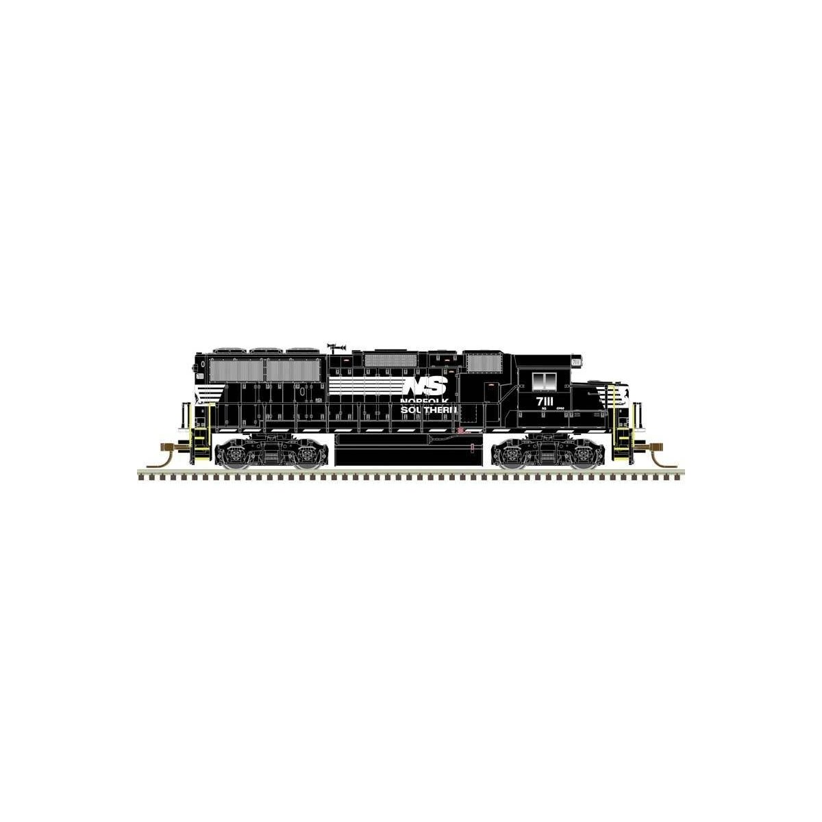 EMD GP60 - Standard DC - Master(TM) Silver -- Norfolk Southern 7111 (black, white), N Atlas Model Railroad Co. 40004906