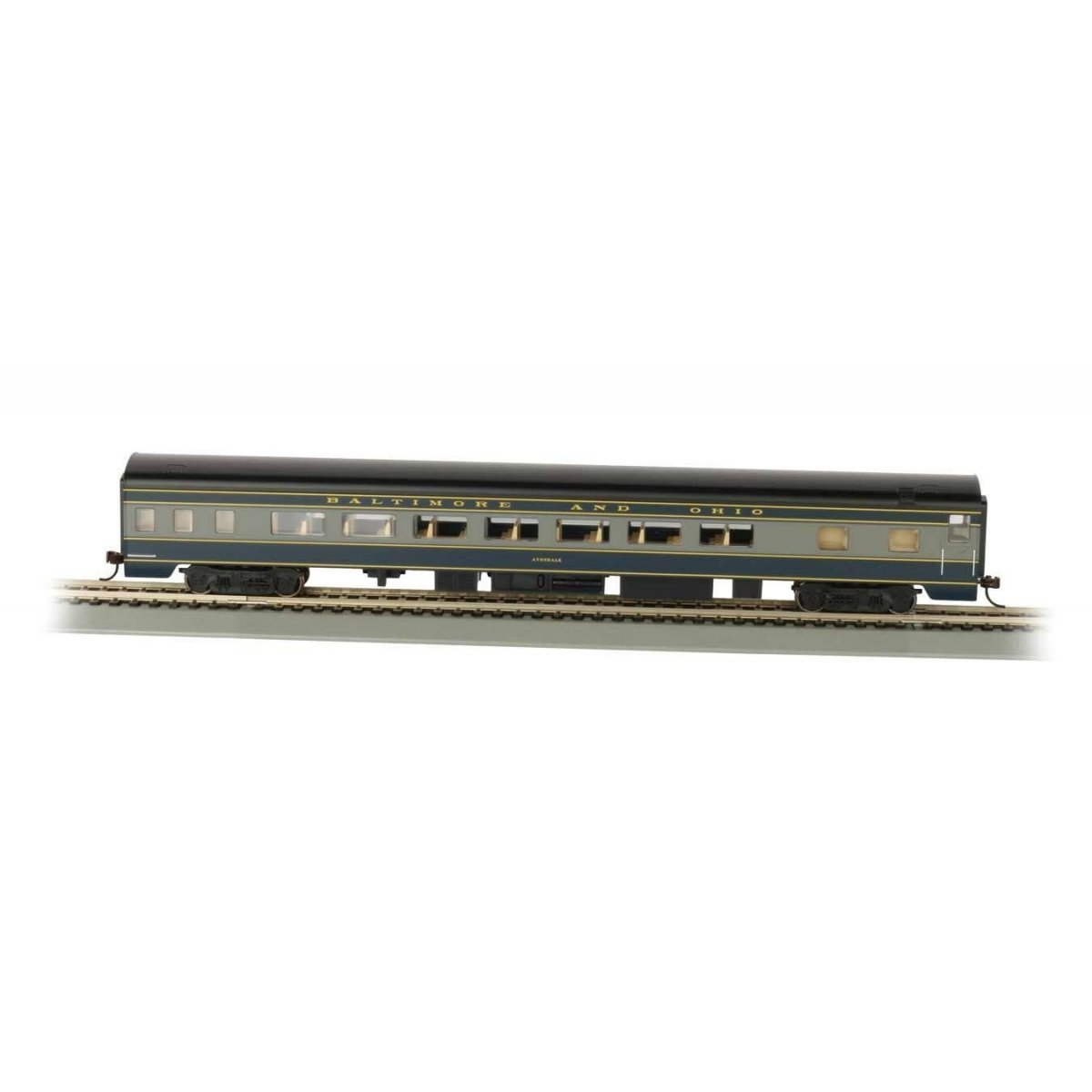 85′ Smooth-Side Coach w/Lights - Ready to Run -- Baltimore & Ohio, HO Bachmann Industries 14203