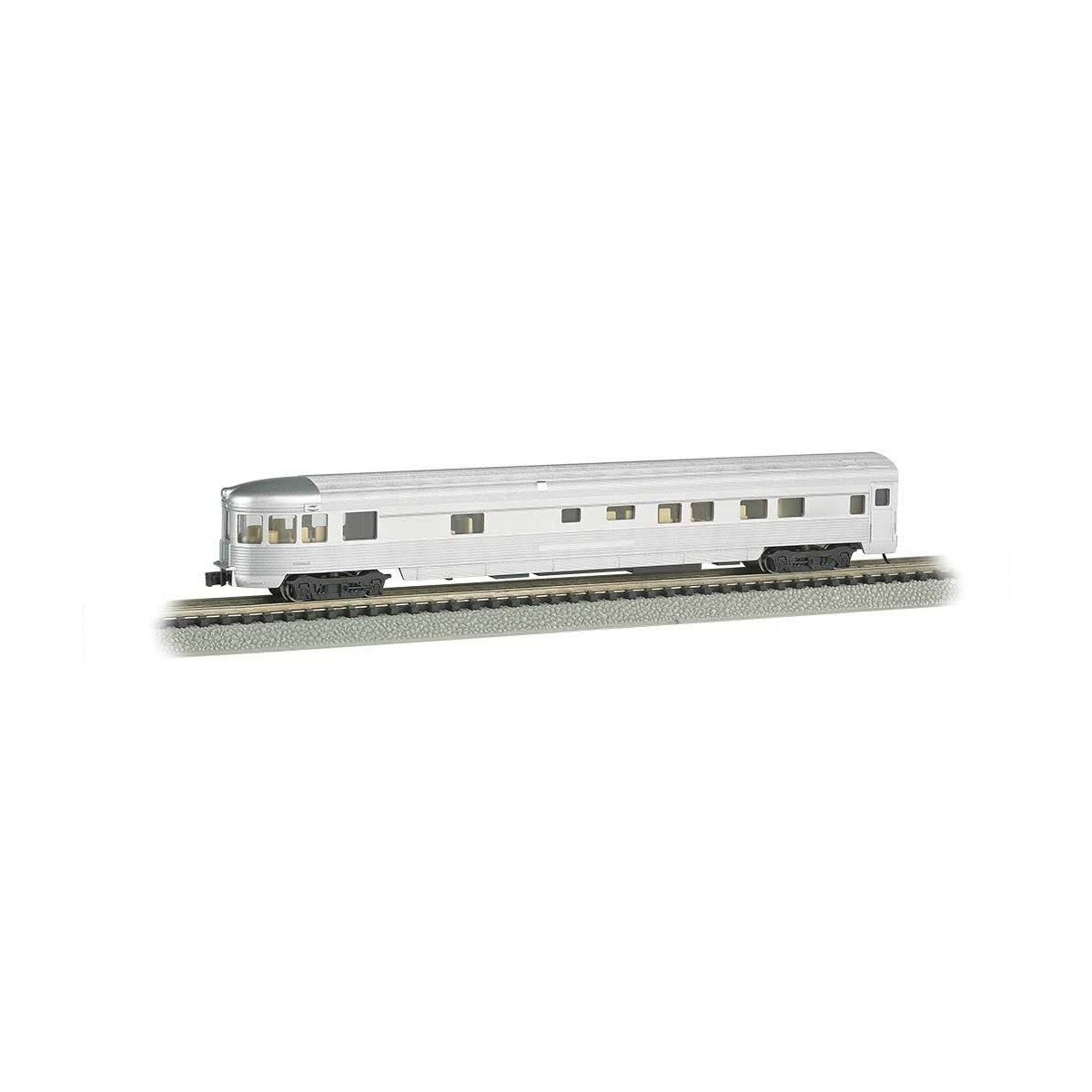 85′ Fluted-Side Observation w/Lights - Ready to Run -- Painted, Unlettered (silver), N Bachmann Industries 14554