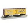 Track Cleaning 40′ Wood Reefer with Removable Dry Pad - Ready to Run -- Evansville Packing Co. 63 (yellow, Boxcar Red, white, 