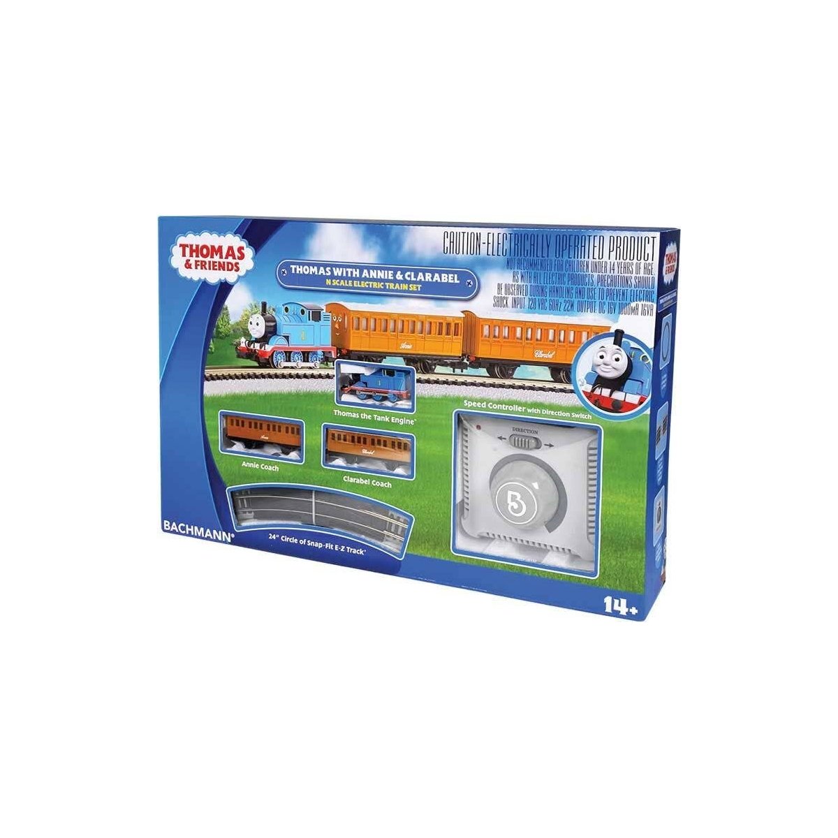 Thomas and Friends(TM) Thomas with Annie & Clarabel Train Set - Standard DC -- Locomotive, 2 Cars E-Z Track Circle, Controller a