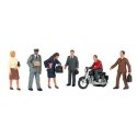 City People w/Motorcycle - SceneScapes(TM) -- pkg(7), O, Bachmann Industries 33151