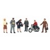 City People w/Motorcycle - SceneScapes(TM) -- pkg(7), O Bachmann Industries 33151