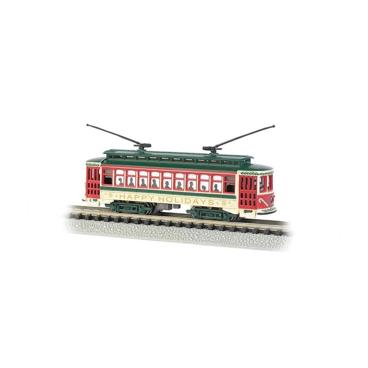 Brill Trolley - Standard DC -- Christmas (′Happy Holidays′), N Bachmann Industries 61085