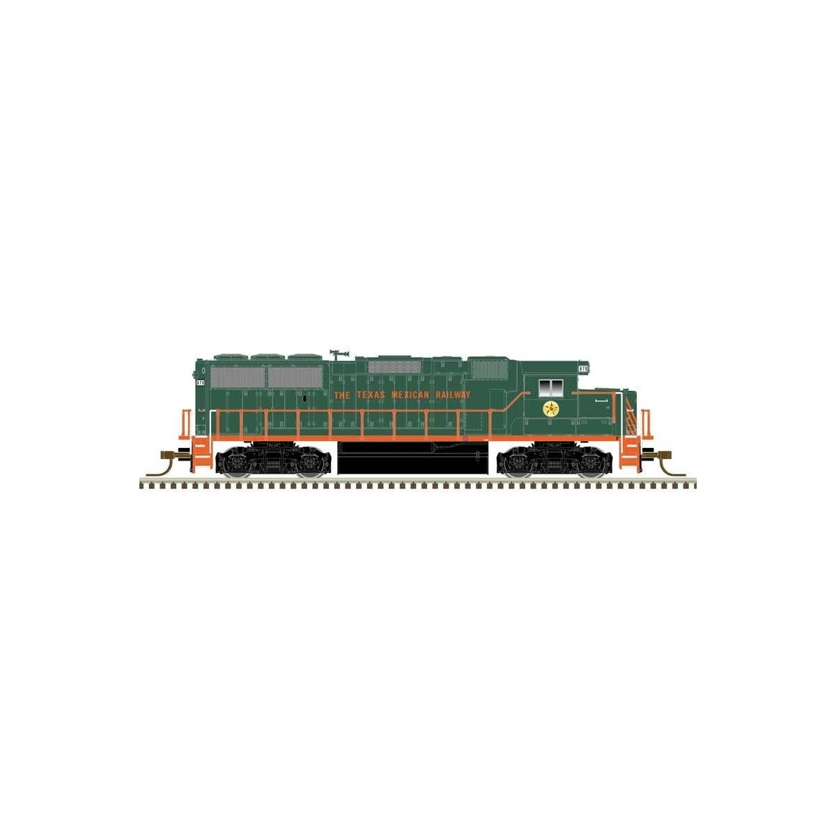 EMD GP60 - Standard DC - Master(TM) Silver -- Texas Mexican 869 (green, orange, no ditch lights), N Atlas Model Railroad Co. 400