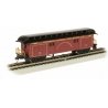 Old-Time Wood Baggage with Round-End Clerestory Roof - Ready to Run -- Atchison, Topeka & Santa Fe 13 (Boxcar Red, black), HO Ba