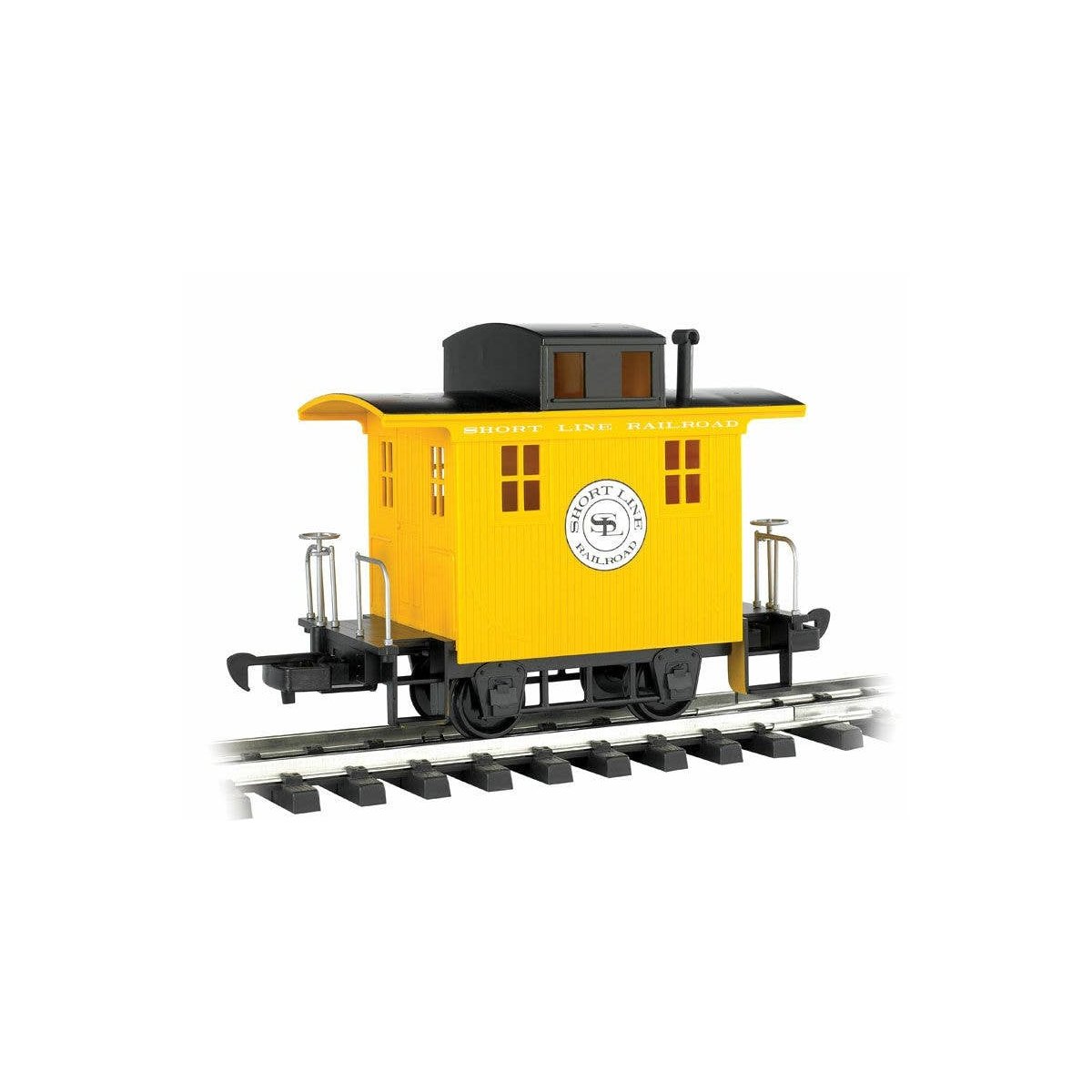 Wood Cupola Caboose - Ready to Run - Li′l Big Haulers -- Short Line Railroad (yellow, black), G Bachmann Industries 98087