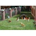 Playing Fetch with Dogs - Action Set -- 2 Dogs, 1 Throwing Figure, HO, Busch Gmbh & Co Kg 7896