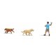 Playing Fetch with Dogs - Action Set -- 2 Dogs, 1 Throwing Figure, HO Busch Gmbh & Co Kg 7896