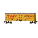 40` Wood Reefer - Ready to Run - Silver Series(R) -- Bright`s Wines (yellow, Boxcar red, red), HO, Bachmann Industries 19809