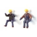 Maintenance-of-Way (MOW) / Work Train Equipment (Unpainted Metal Kit) -- Figures - Seated Equipment Operators with Hardhats pkg(