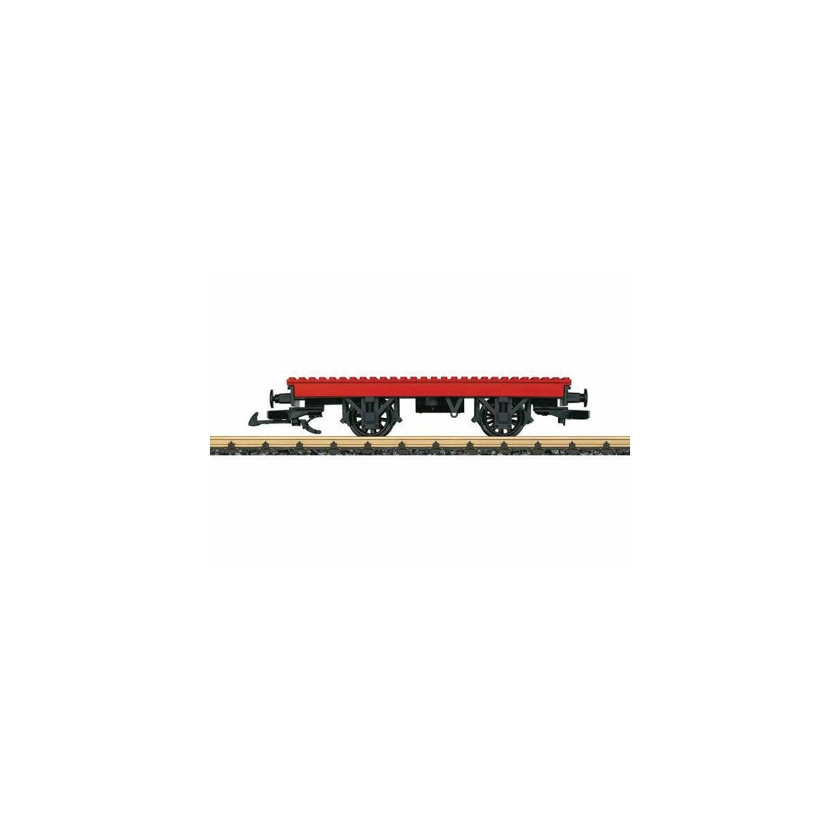 Flatcar with Toy Plastic Building Block Pegs - Ready to Run -- Red, G LGB 94063