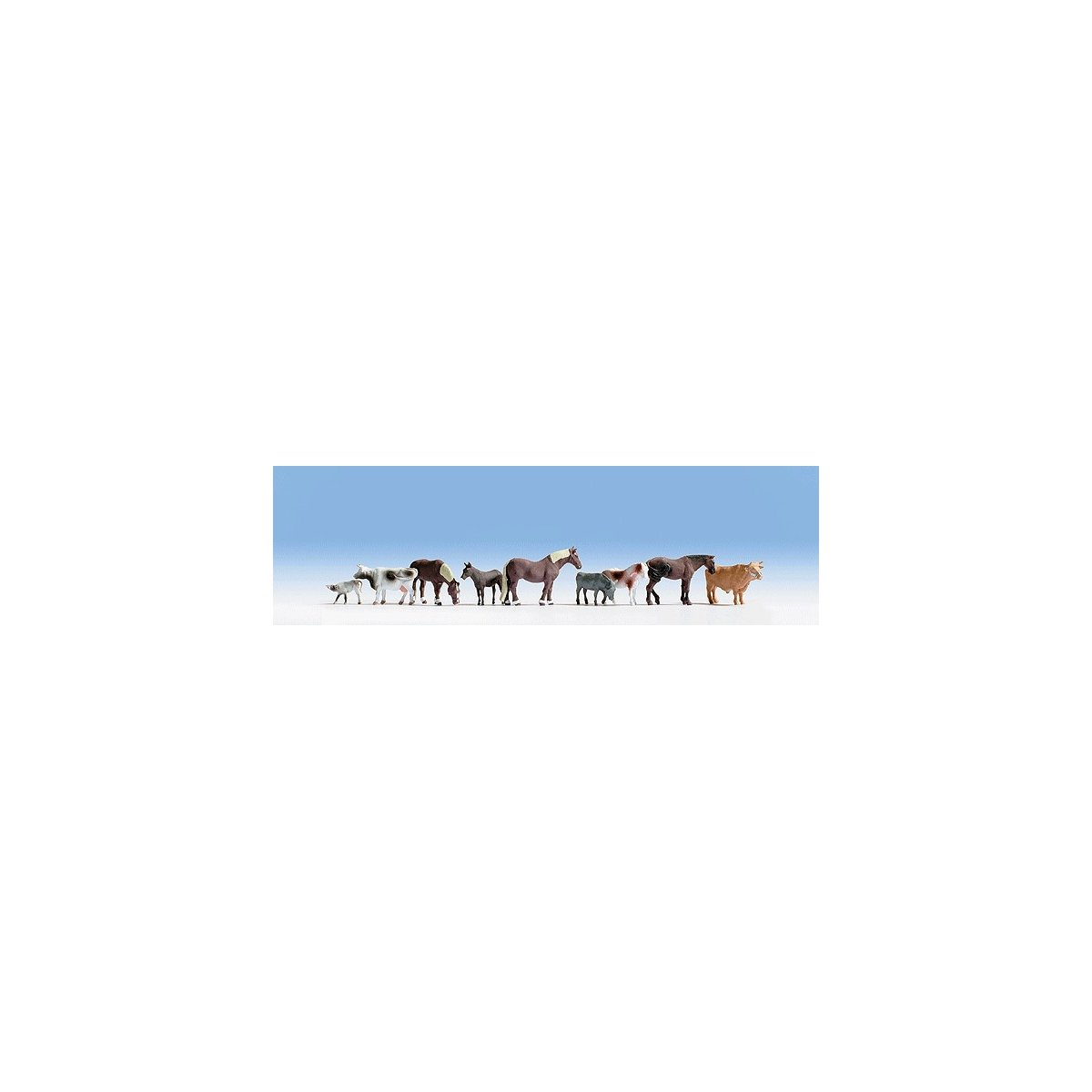 Large Farm Animal Set -- pkg(9), HO Noch Gmbh & Co 15713