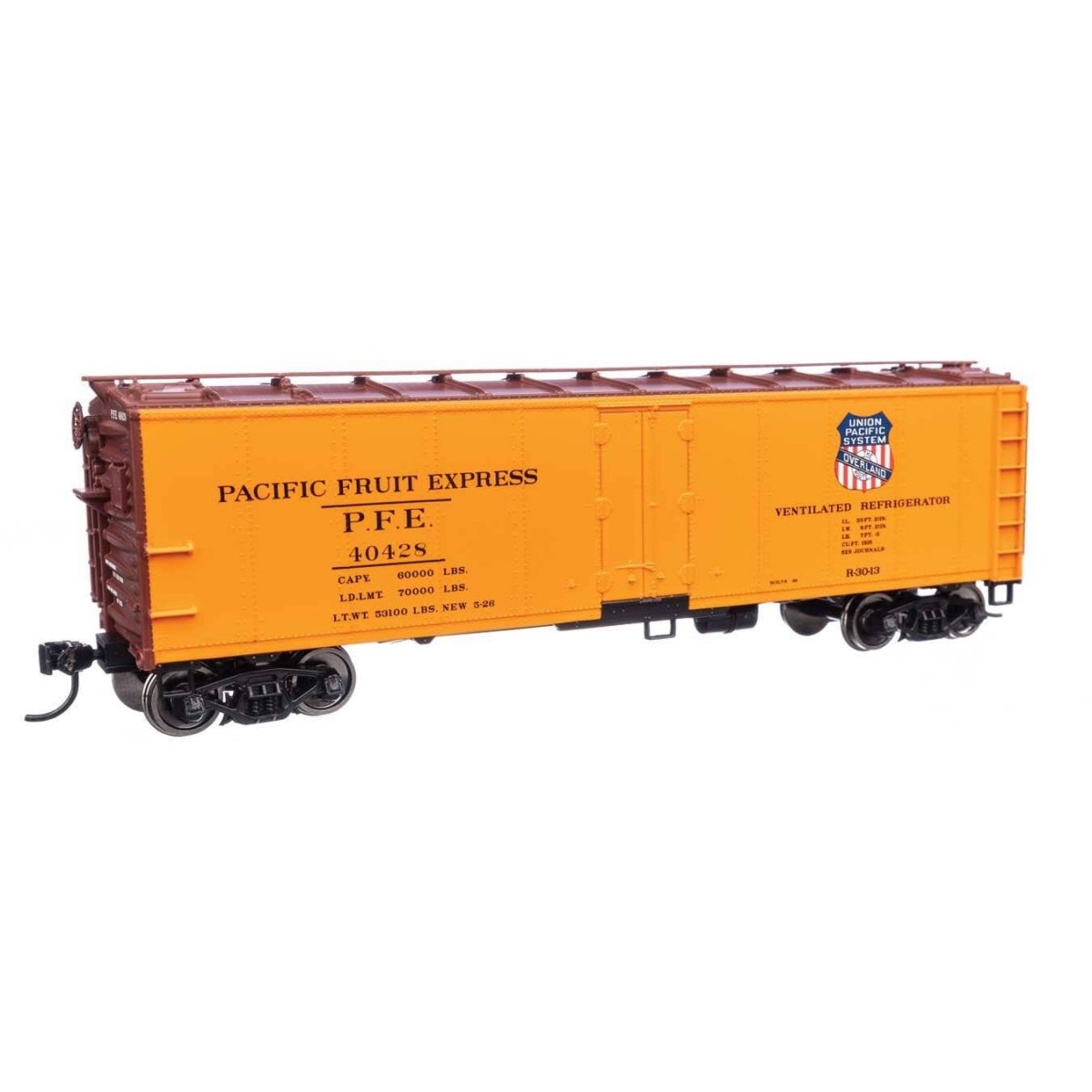 40′ Steel Reefer with Dreadnaught Ends - Ready To Run -- Pacific Fruit Express(TM) 40428 (Overland Logo Side 1/SP Lines Logo S