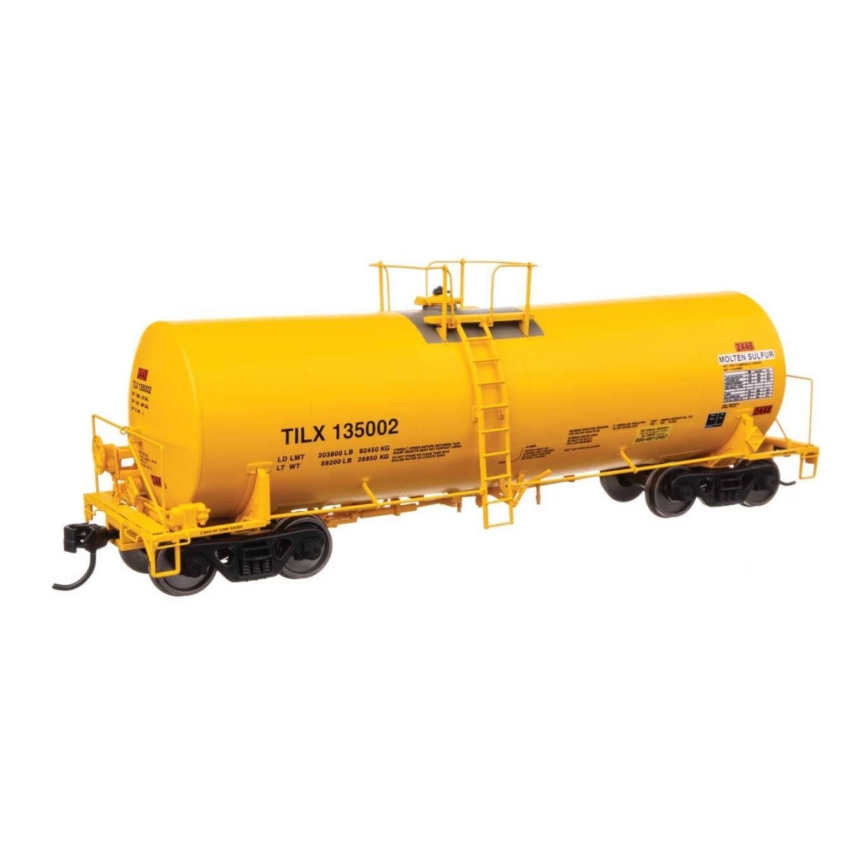 40′ Trinity 14,000-Gallon Molten Sulfur Tank Car - Ready to Run -- Trinity Leasing (YLW) 135002, HO WalthersProto 100073