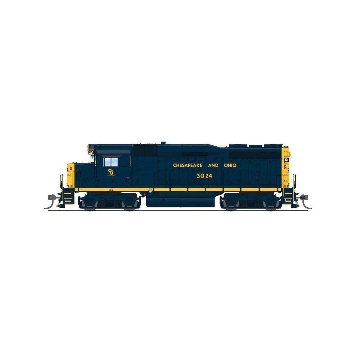 EMD GP30 - Sound and DCC - Paragon4(TM) -- Chesapeake & Ohio 3024 (As-Delivered, blue, yellow), HO Broadway Limited Imports 9135