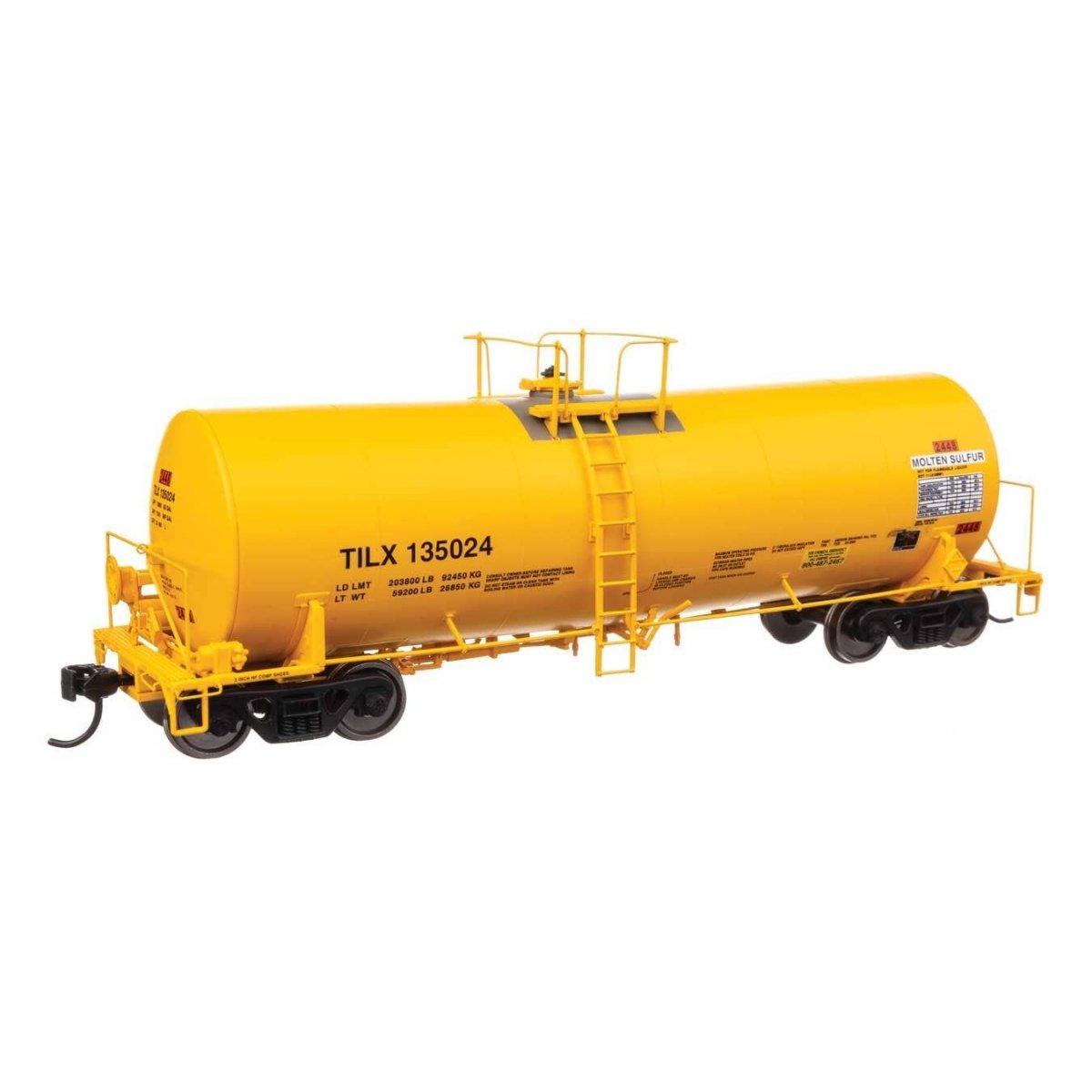 40′ Trinity 14,000-Gallon Molten Sulfur Tank Car - Ready to Run -- Trinity Leasing (YLW) 135024, HO WalthersProto 100074