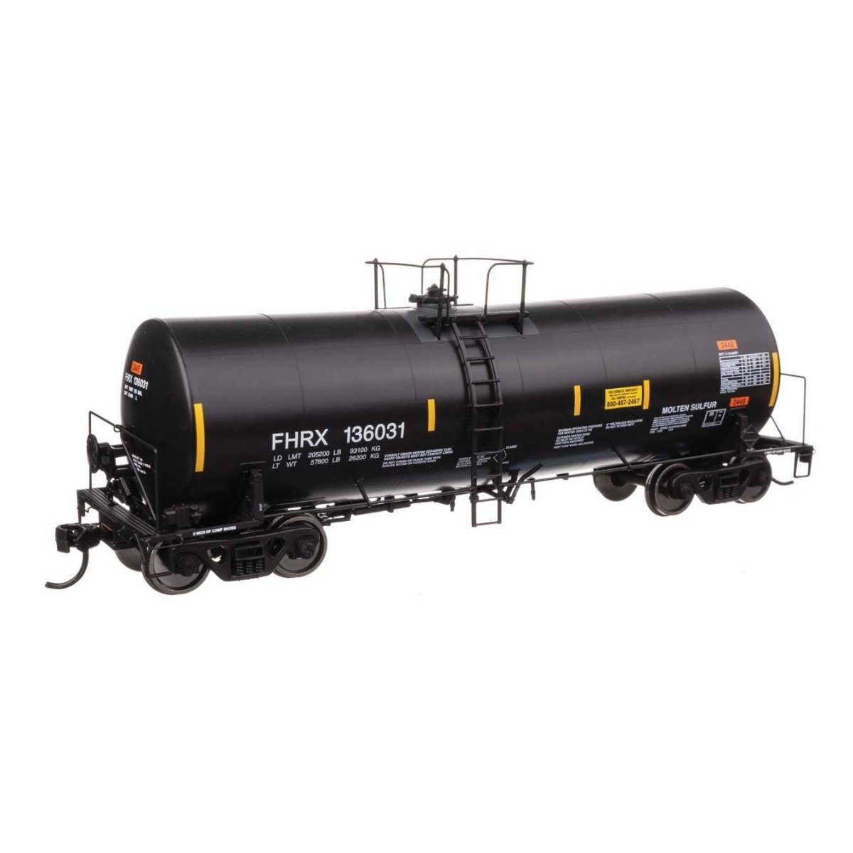 40′ Trinity 14,000-Gallon Molten Sulfur Tank Car - Ready to Run -- First Union FHRX 136031, HO, WalthersProto 100055