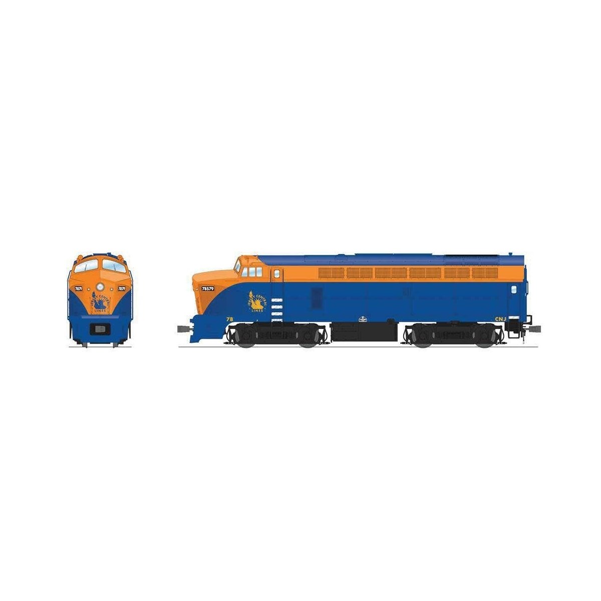 Baldwin RF16A Sharknose A - Sound & DCC - Paragon4(TM) -- Central Railroad of New Jersey 79 (Fantasy Scheme, blue, tangerine), H